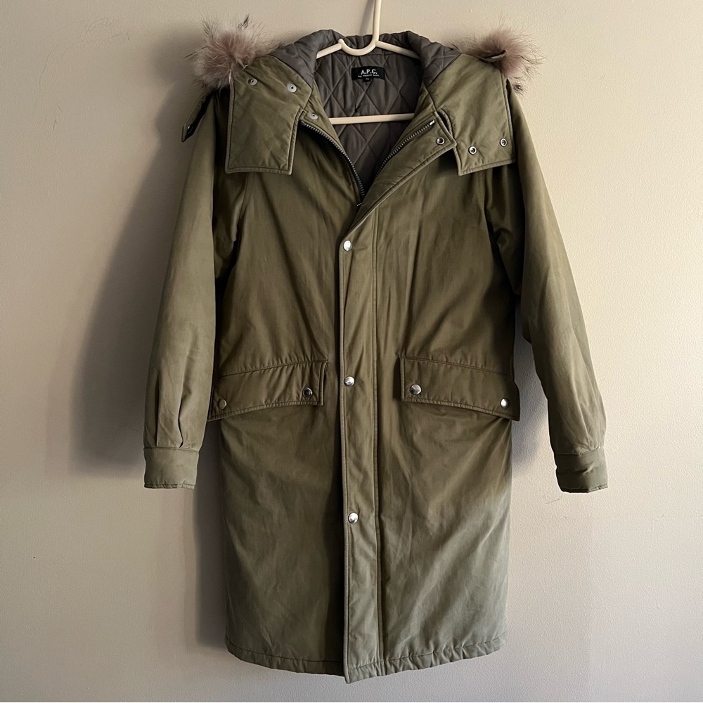 APC Rue Madame Paris Green Parka Jacket Sz XS